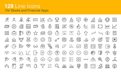 Stocks trading and Financial icon set for apps