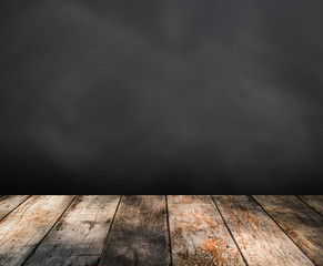 blank blackboard on wooden floor