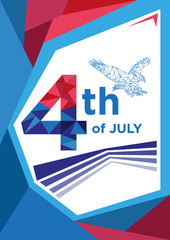 4th of July Low Poly Style Graphic design for posters, banners etc. Editable Clip Art.
