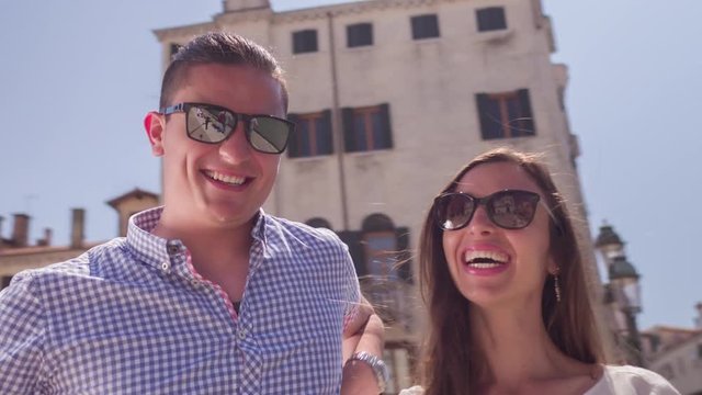 Happy Couple City Summer Vacation Sunglasses Enjoyment Travel Famous Destination Architecture Lifestyle Honeymoon Italy Togetherness Fun