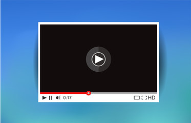 Video player for web. Media Player Interface. Minimalistic Design. Flat Style.Player MockUp