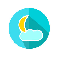 Cloud and Moon Icon. Weather Forecast. Vector Illustration.