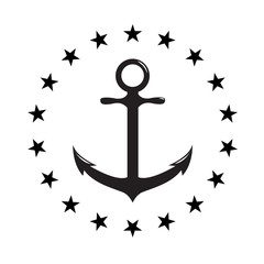 Image of anchor in star round. - 111876880