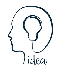 Idea design. Light bulb icon. Flat illustration , vector