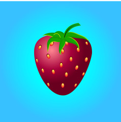 Red strawberries on a blue background