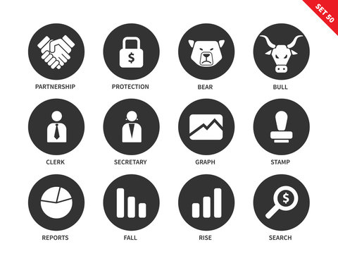 Finance icons on white background