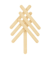 tree made from wood ice-cream stick isolated on white background
