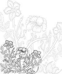 Hand drawn ink pattern. Coloring book for adult