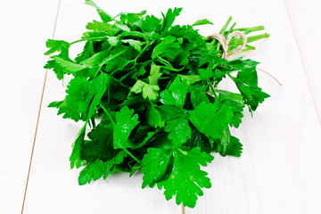 Fresh Parsley on a Wooden Boards