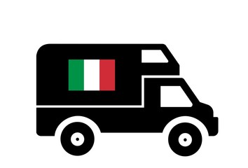 Drapeau de l'Italie sur un camping-car