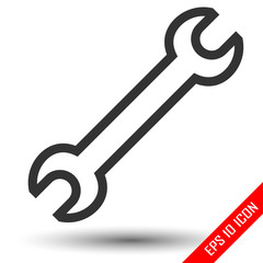 Wrench icon. Wrench flat logo. Vector illustration on white background.