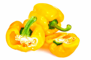 Fresh Yellow, Orange Bell Pepper. Isolated
