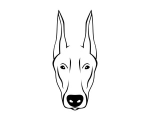 Dog Breed Line Art Logo - Doberman