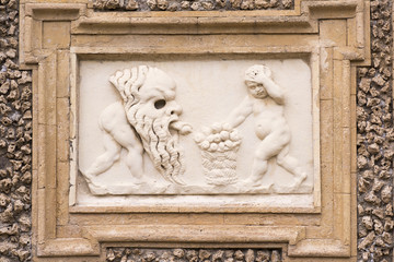 Bas relief in a public park in Rome. Italy