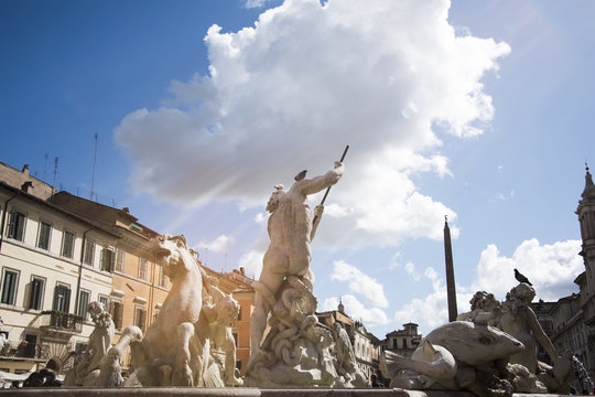 Piazza Navona photographed on a beautiful spring day. Rome