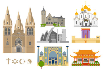 Obraz na płótnie Canvas Famous Cathedrals flat icons