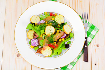 Lettuce with tomato Kumata, Dried Meat, Celery and Olives
