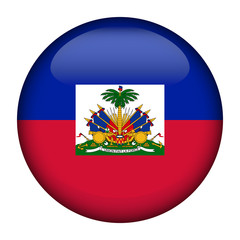 Obraz premium Round glossy Button with flag of Haiti