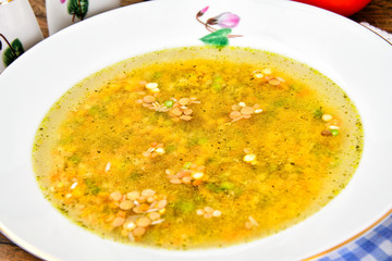 The Soup of Lentils, Peas, Chickpeas, Rice, Barley, Dried Vegeta