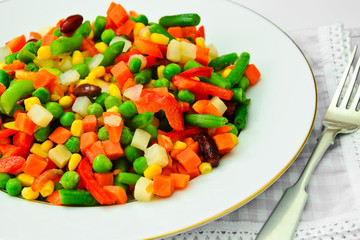Mexican Mix of Vegetables. Tomatoes, Beans, Celery Root, Green B
