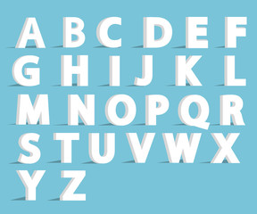 alphabet font with flat long shadow effect.