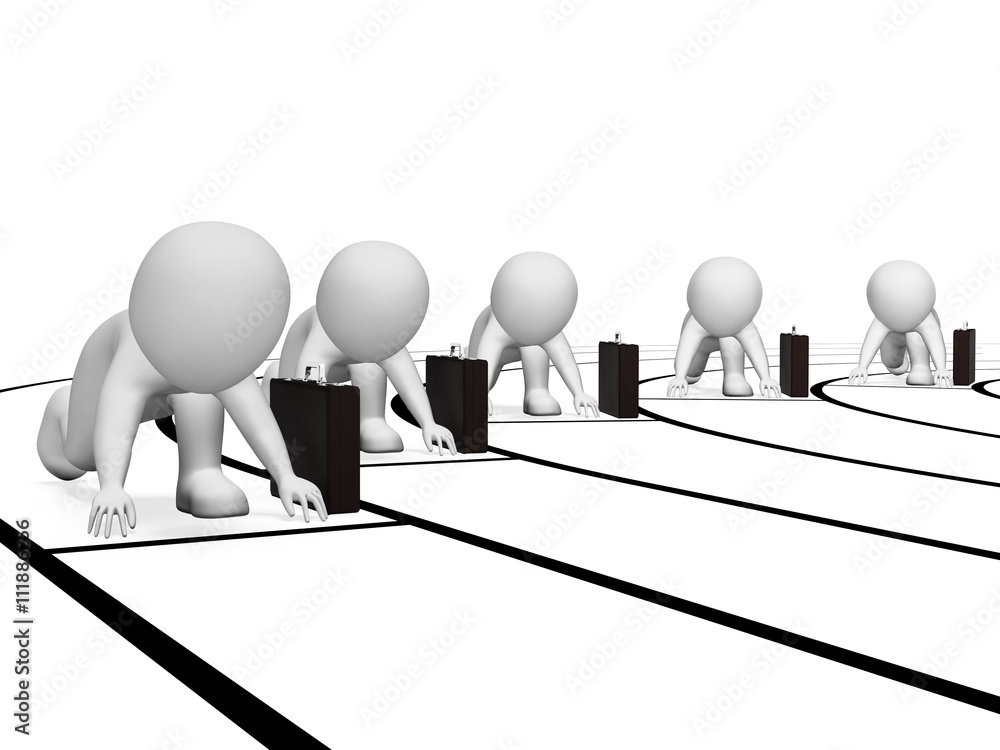 Aufkleber athletics characters means active racing and run 3d rendering