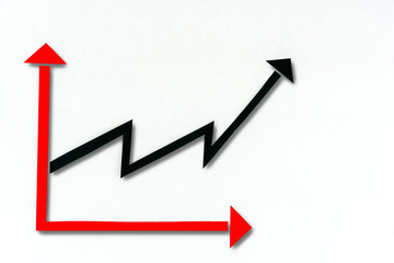 Arrow diagram chart isolated on white background.