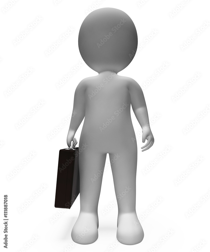 Poster businessman standing means waited wait and render 3d rendering