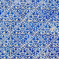 Indigo Blue Tiles Floor Ornament Collection. Colorful Moroccan,