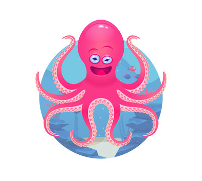 Vector cartoon octopus illustration