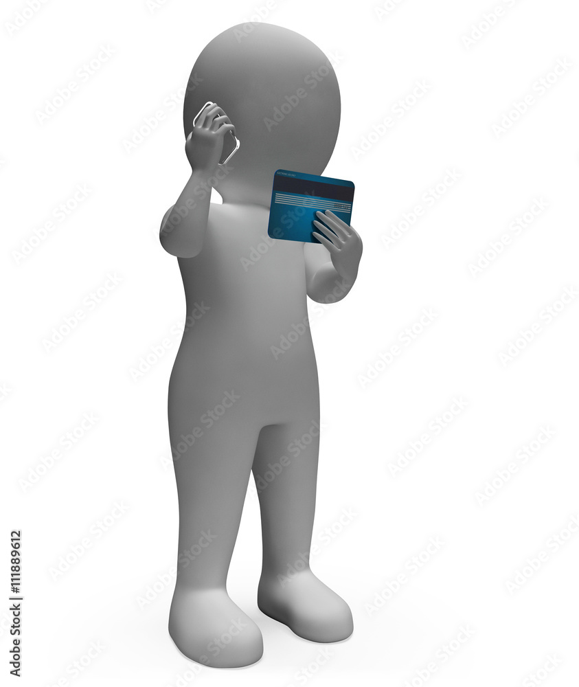 Poster credit card indicates currency spending and render 3d rendering