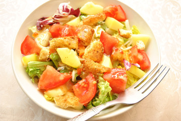 Cold Appetizing Vegetable Salad with Vinegarate Dressing