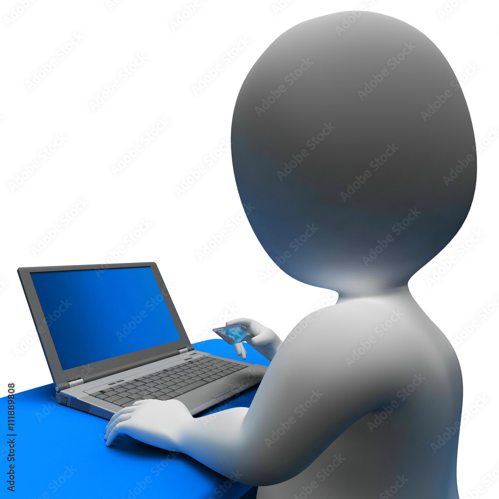 Poster credit card indicates world wide web and buy 3d rendering