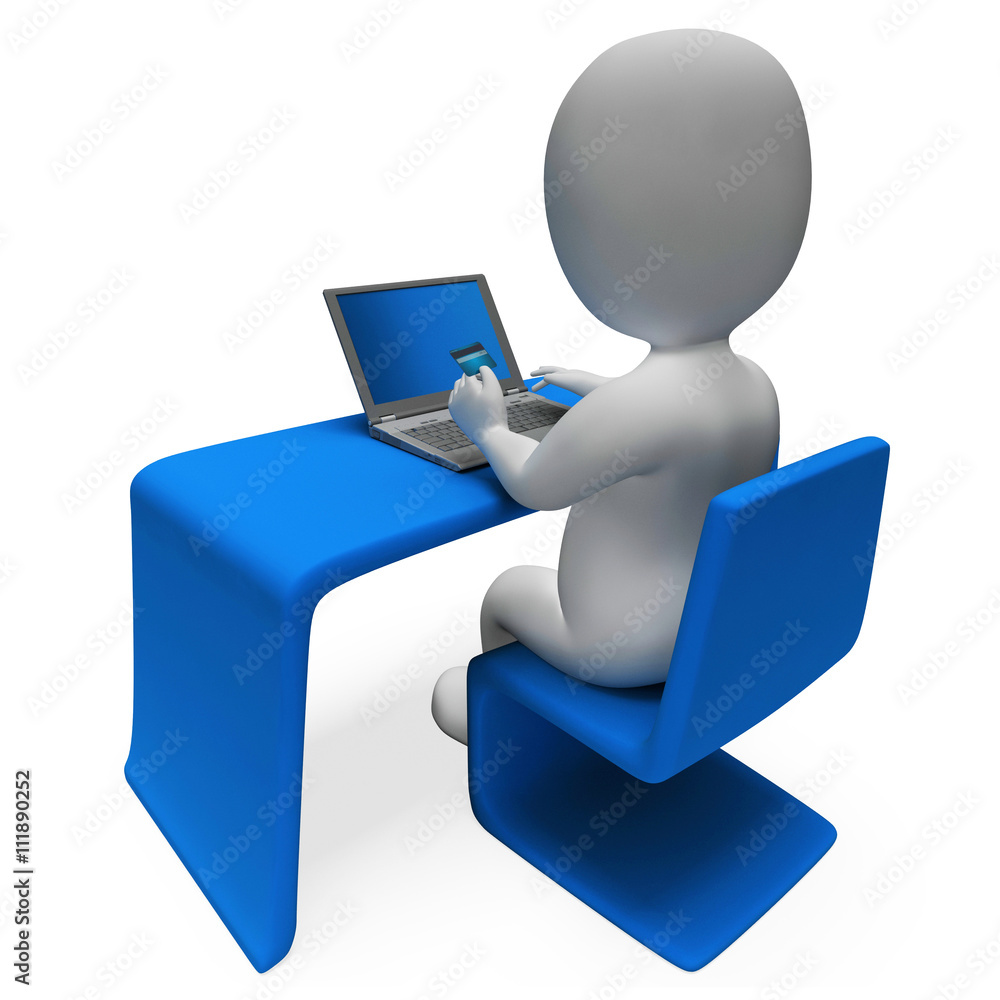 Aufkleber credit card indicates world wide web and bought 3d rendering