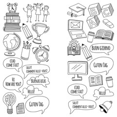 Language school Doodle vector set