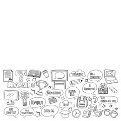 Language school Doodle vector set