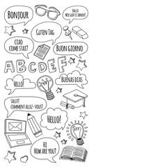 Language school Doodle vector set