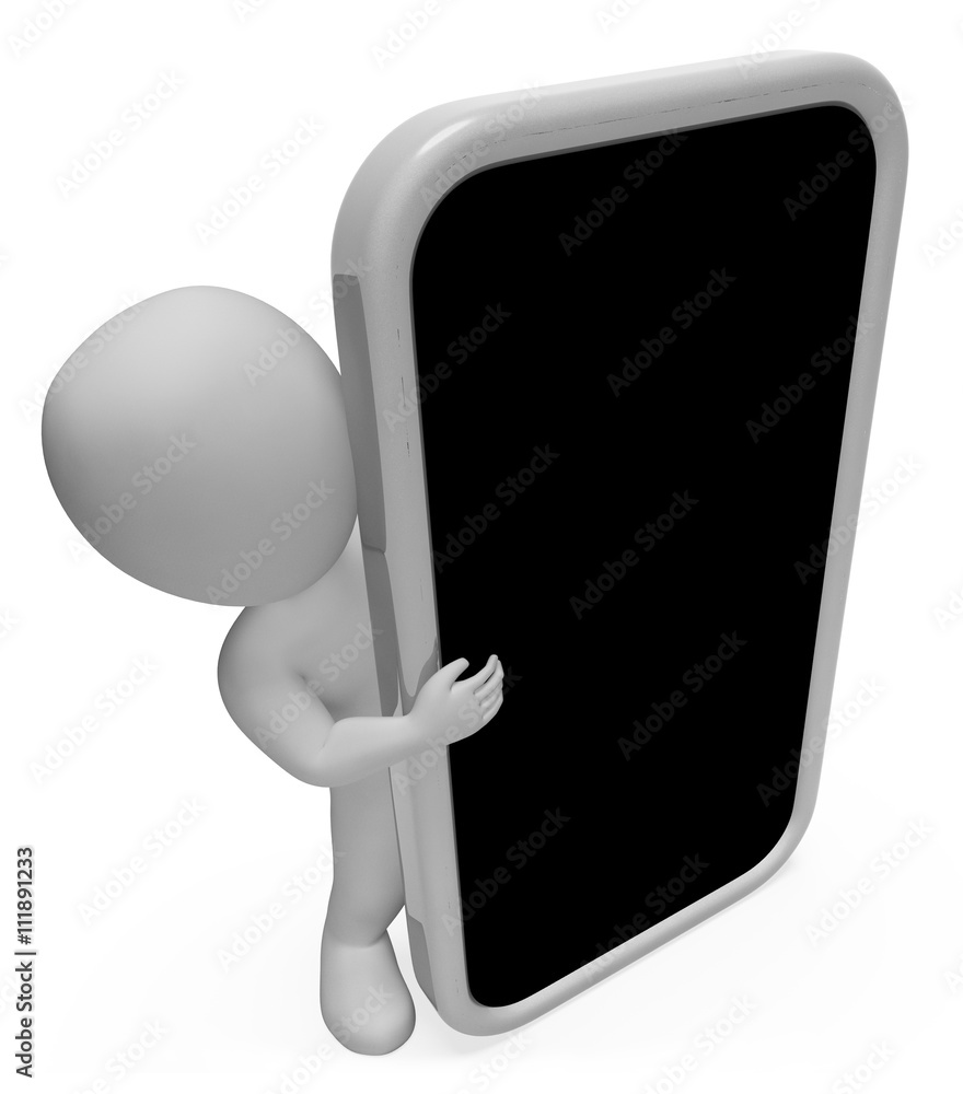 Poster copyspace smartphone shows world wide web and blank 3d rendering