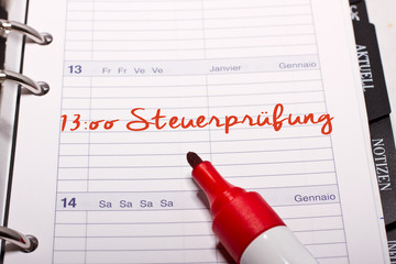 Ereignis wichtiger Tag, Kalender-Konzept Steuerprüfung