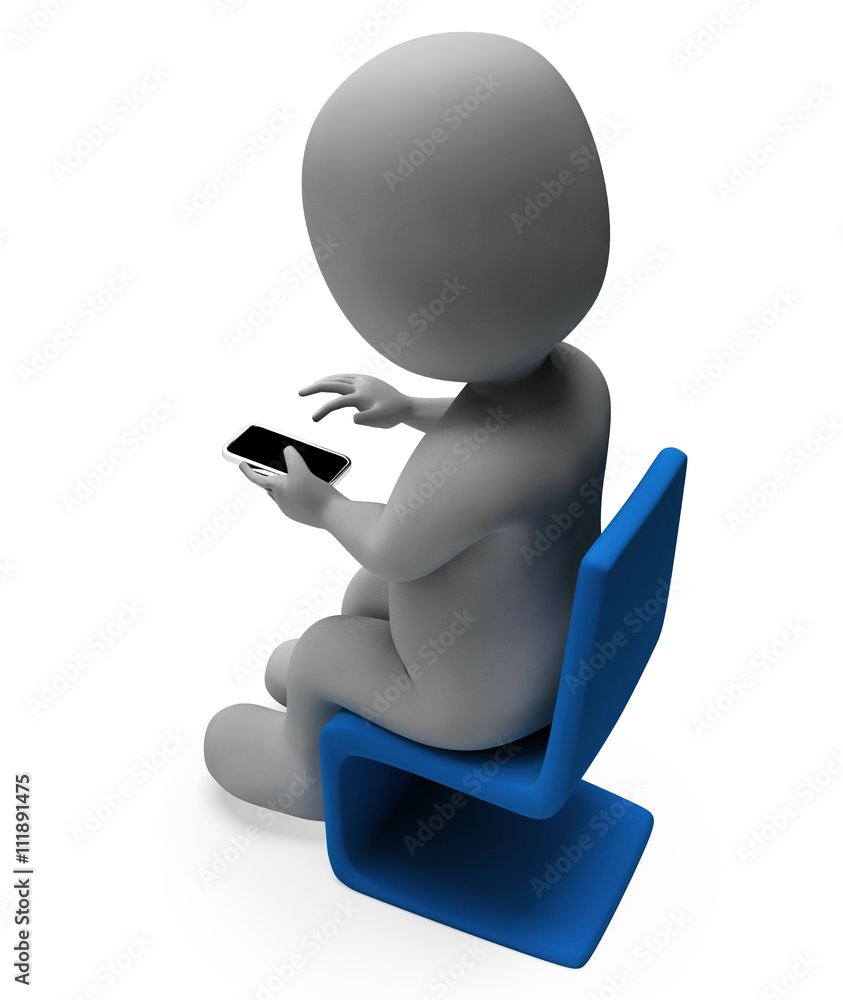 Poster character calling shows cellphone render and smartphone 3d rende