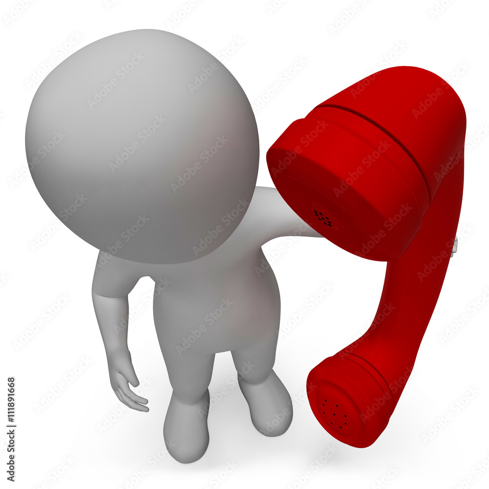 Poster character talking represents call us and calls 3d rendering