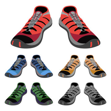 Colored sneakers shoes set