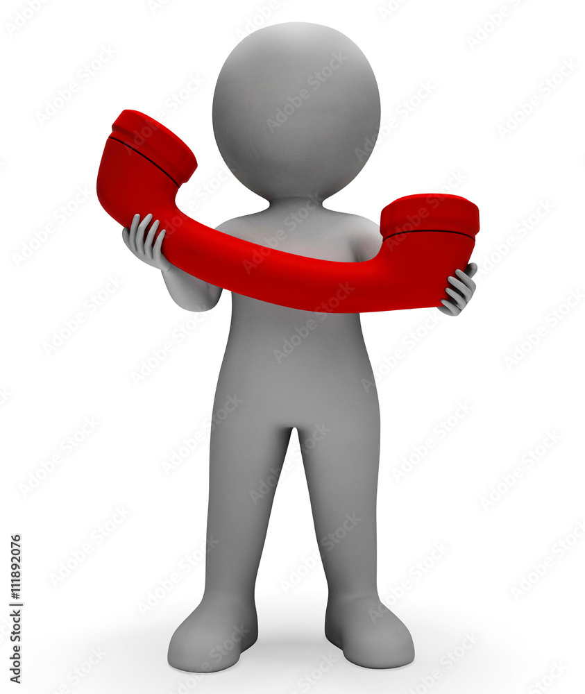 Poster calling phone indicates talk communicating and conversation 3d r