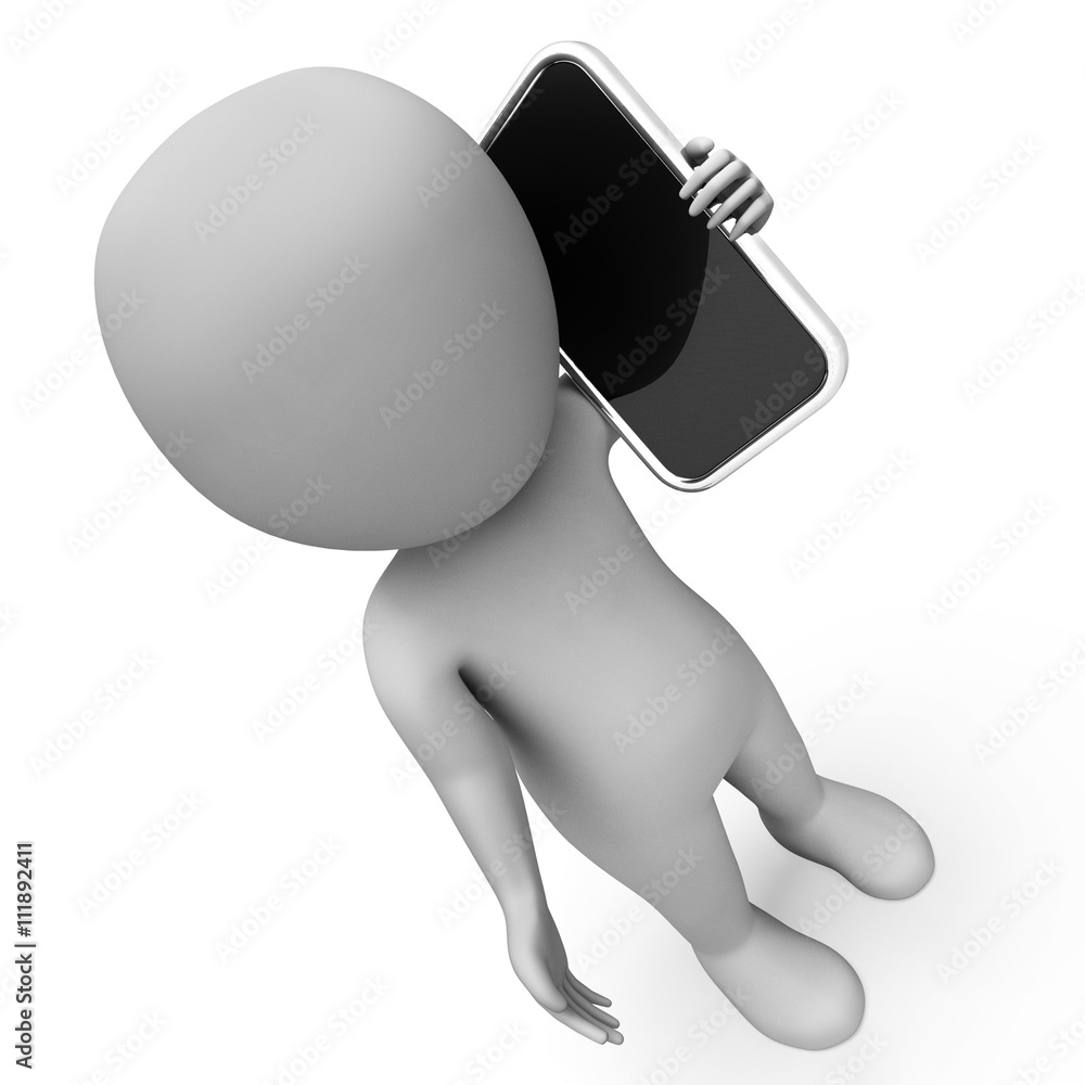 Poster calling online shows voice over ip and cellphone 3d rendering