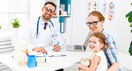 mother and child on reception at doctor