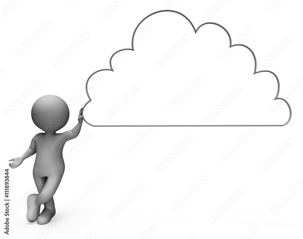 Poster cloud copyspace shows blank clouds and cloudy 3d rendering