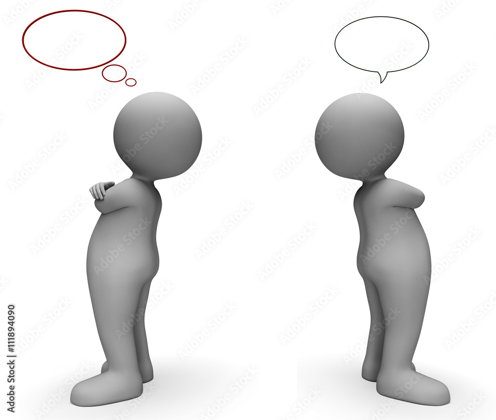 Poster speech bubble shows copy space and annoyed 3d rendering