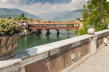Bridge of the Alpini in Bassano del Grappa, Vicenza, Italy.