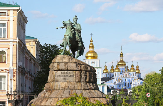Monument of Bohdan Khmelnytsky on Sofia square in Kyiv, Ukraine