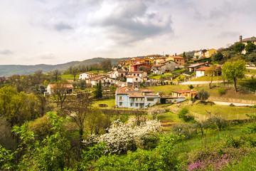 Fototapeta na wymiar Typical Italian village on the hill.